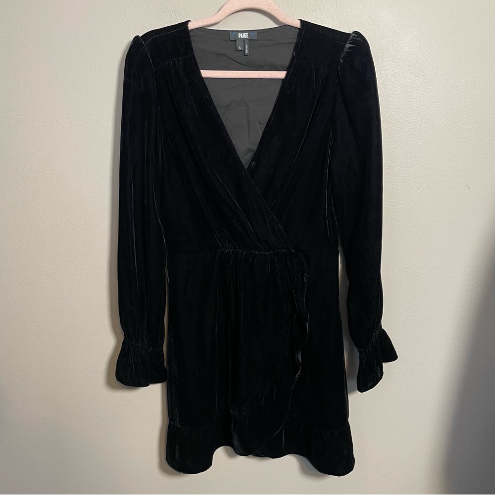 PAIGE Ysabel Velvet Mini Dress long sleeve black 
Size small $299 retail